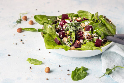 Spinach Salad with Pomegranate Whiskey Dressing