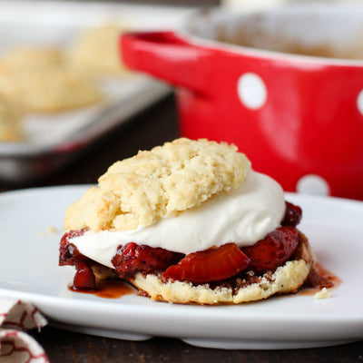 Balsamic Strawberry Shortcake with Basil Olive Oil Biscuits