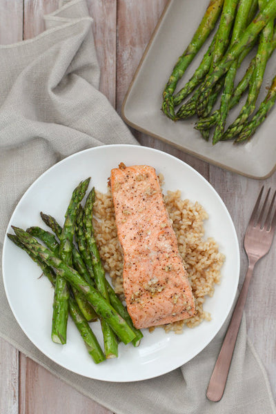 Rosemary and Garlic Roasted Salmon with Balsamic Asparagus