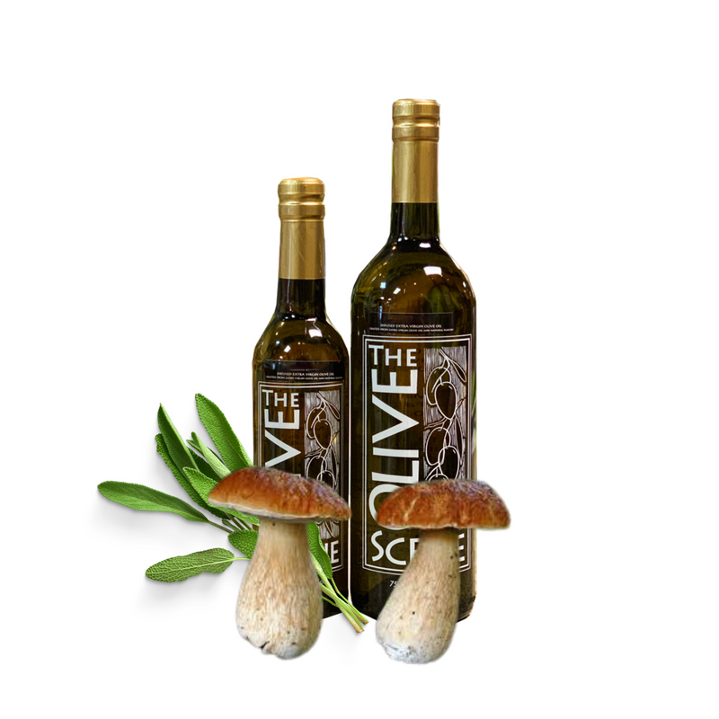 Olive Oil - Wild Mushroom and Sage Infused Olive Oil theolivescene.com