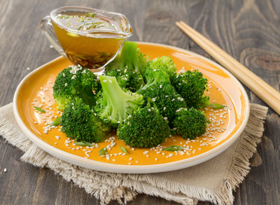 Roasted Broccoli With Sesame Balsamic "Ponzu" Vinaigrette
