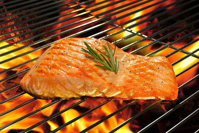 Grilled Salmon Steaks with Balsamic Mustard Marinade
