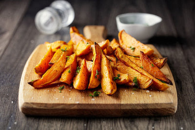 Glazed Sweet Potato Steak Fries