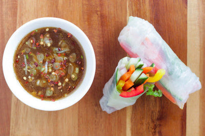 Spring Rolls with Lemongrass Mint Dipping Sauce