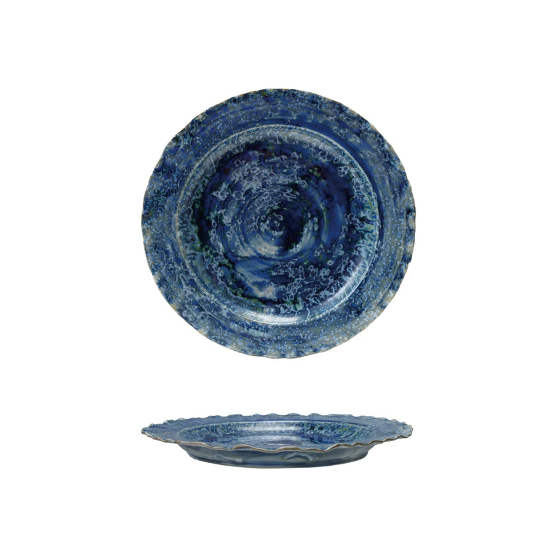 Organic Shaped Plate, Reactive Crackle Glaze